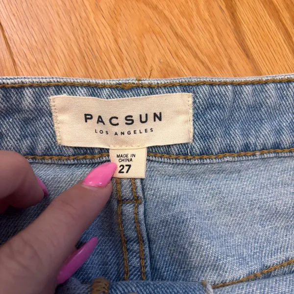 PACSUN Distressed Botton Hem Button-Up Denim Mini Skirt Womens Size 27 - Image 4