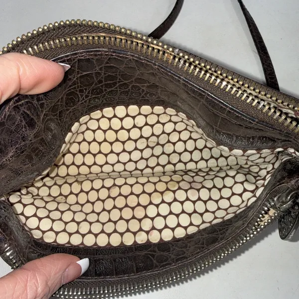 Vintage Y2K 90s Brighton Crocodile Leather Croc Wallet Organizer Crossbody Purse - Image 4