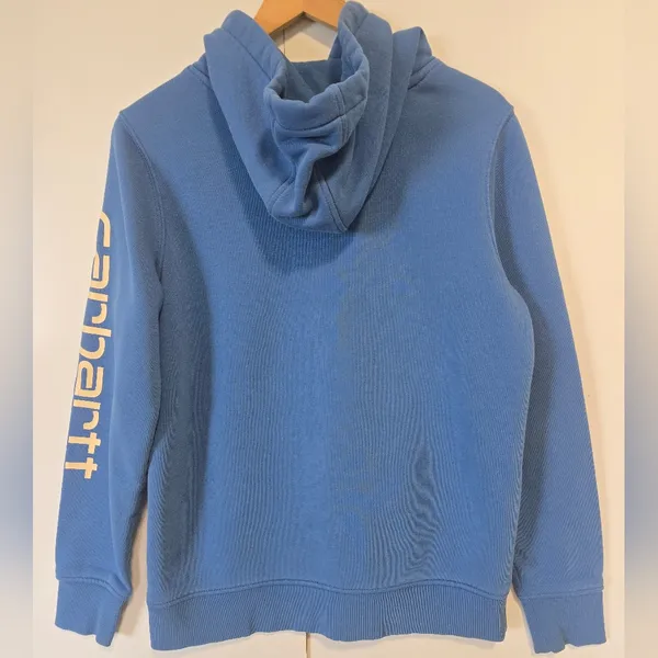 Carhartt Women's Blue & White Hoodie Size M - Image 4