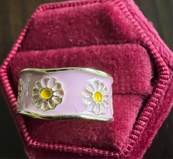 Gold/Pink Embellished with Sweet Sunflowers Adjustable Size 7-9 - Image 2