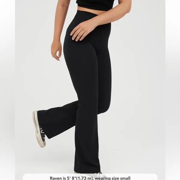 Offline Aerie Black OG Flare Pants High Rise Short Inseam XS - Image 5