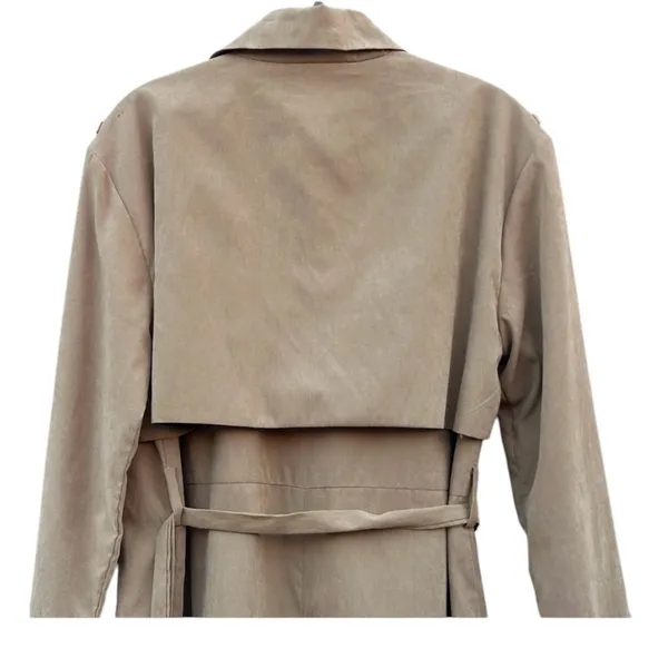 ASOS Neon Rose Camel Taupe Duster Trench Coat Belted Lightweight NWT Small - Image 4