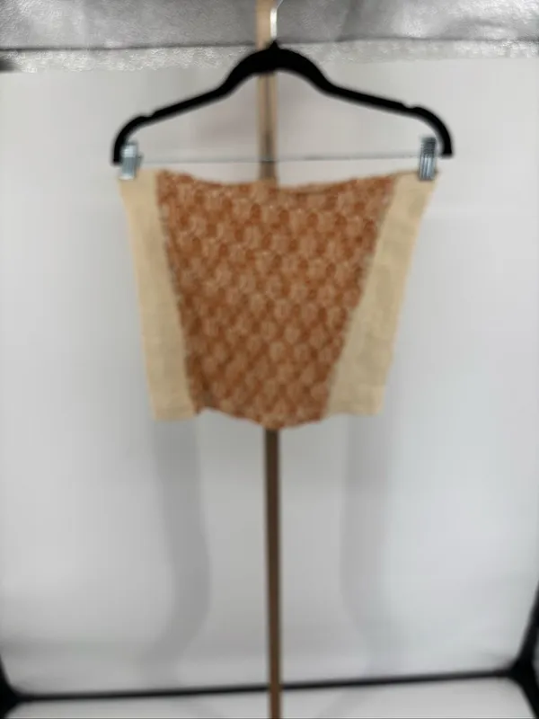 Free People In The Groove Smocked Strapless Tube Top Boho Ivory Orange L NWT - Image 8