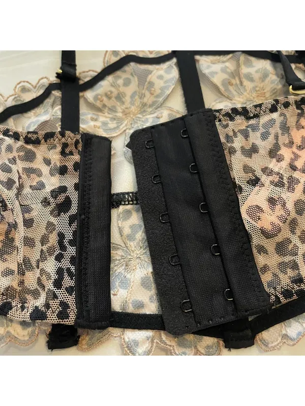 NWT Victoria’s Secret Lace Waist clincher Garter Hooks Xs/S Animal Print Floral - Image 11