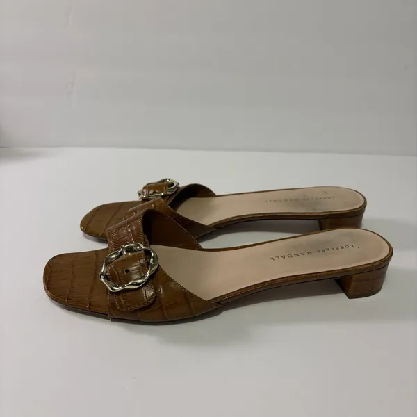 Loeffler Randall Edie Twisted Single Buckle Slide Sandals Cognac Brown Size 9.5 - Image 4