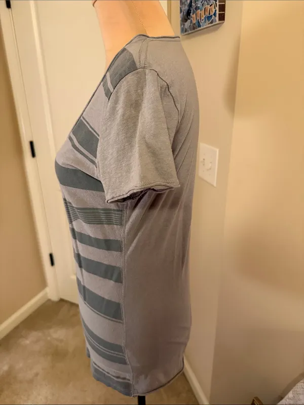Converse Gray Striped V-Neck Tee - Image 3