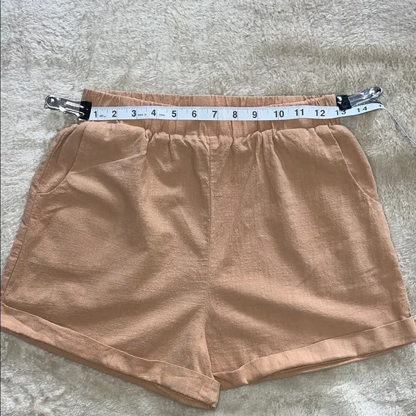 12th Tribe Tan High Waist Shorts with Elastic‎ Waistband - Image 3