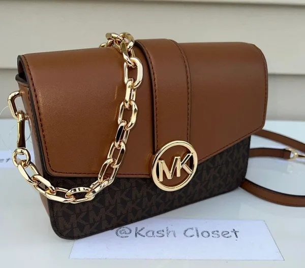 Michael Kors Brown Carmen Small Monogram Flap Crossbody - Image 2