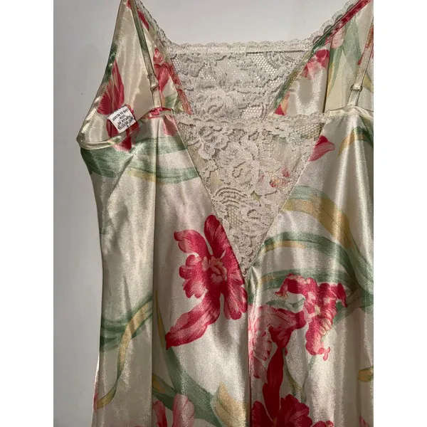 Cacique Floral Satin Chemise Nightgown with Lace Detail - Image 7