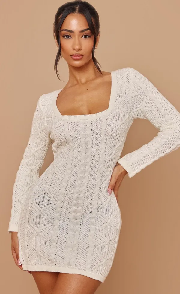 Pretty Little Thing New With Tags Petite Cable Knit Dress - Image 3