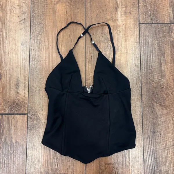 Edikted Lou Crossover Strap Corset Camisole Women's Size XS Black Beaded $54.40 - Image 3