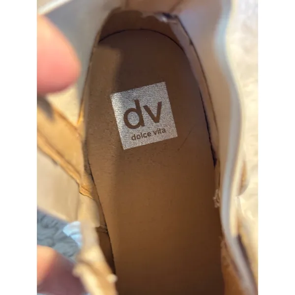 DV Dolce Vita Womens Gray Leather Platform Wedge Lug Sole Ankle Boots Zipper - Image 4