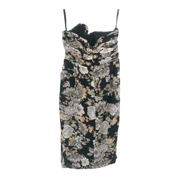 LAVISH‎ ALICE Black Floral Asymmetrical Ruffle Strapless Dress Size US 8 NEW - Image 6