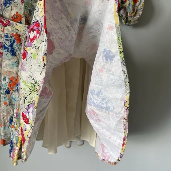 ZIMMERMANN Clover Paneled Mini Dress 100% Linen Spliced Multi Floral Size 2 - Image 9