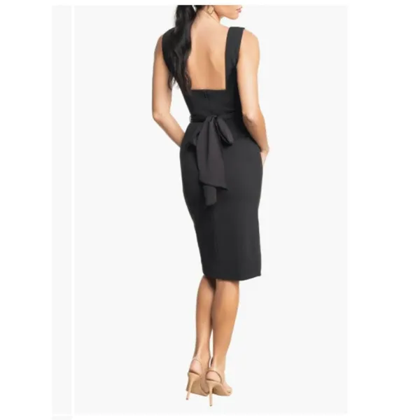 Dress the Population Alessia Tie Waist Crepe Midi Dress Black Small - Image 2