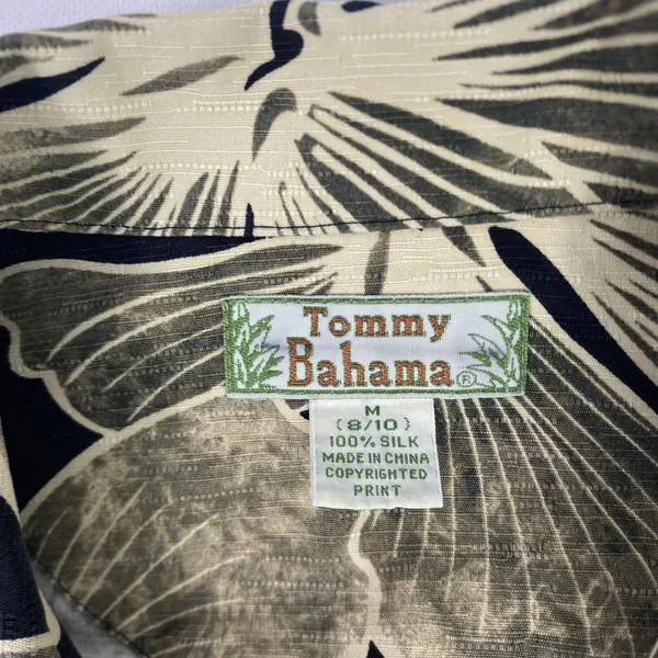 Tommy Bahama Vest Womens Medium Black‎ Beige Silk Hawaiian Floral Tie Front - Image 6
