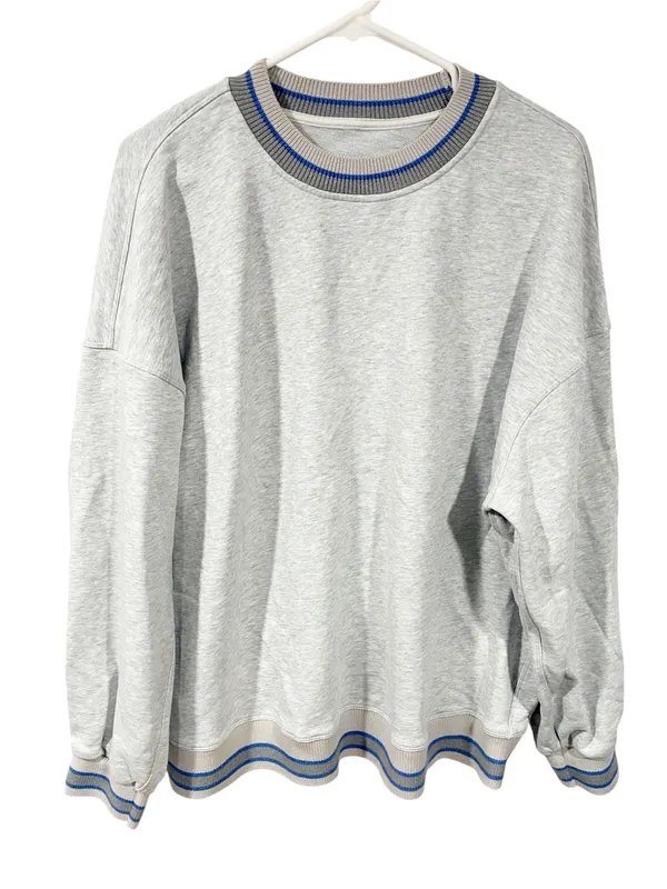 Lululemon Perfectly Oversized Ringer Crew Heathered Core Ultra Light Grey / Pool - Image 2