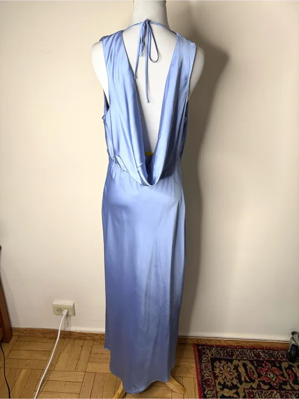 Abercrombie Pale Blue Satin Cowl Back Maxi Dress - Image 9