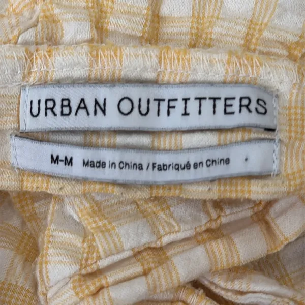 Urban Outfitters Yellow Gingham Cropped Pouf Shoulder Preppy Back Tie Top - Image 3