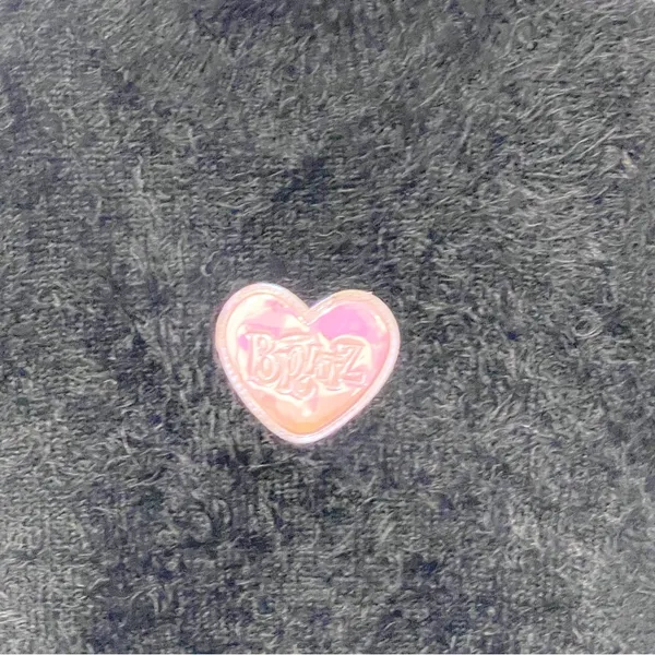 Dolls Kill x Bratz Size XS Black Eyelash Pink‎ Heart Short Sleeve Knit Top - Image 2