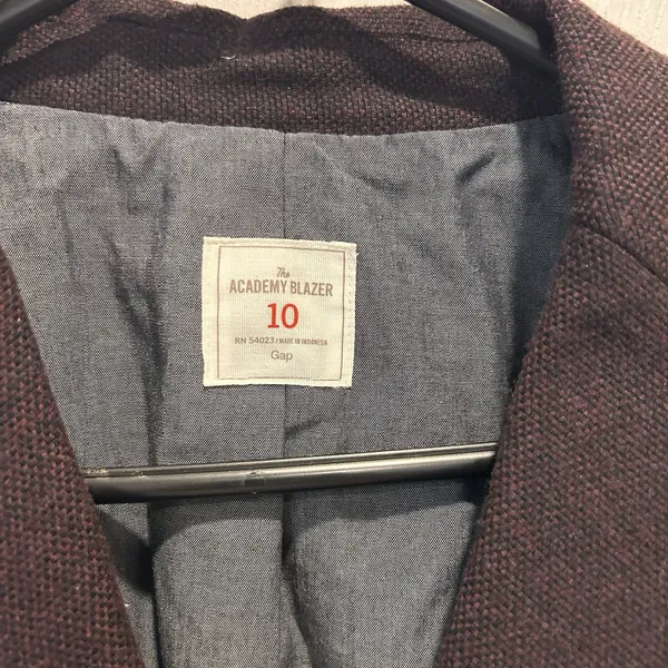 Gap The Academy Blazer Womens 10 Burgundy Wool Blend Two Button Tailored Jacket - Image 4