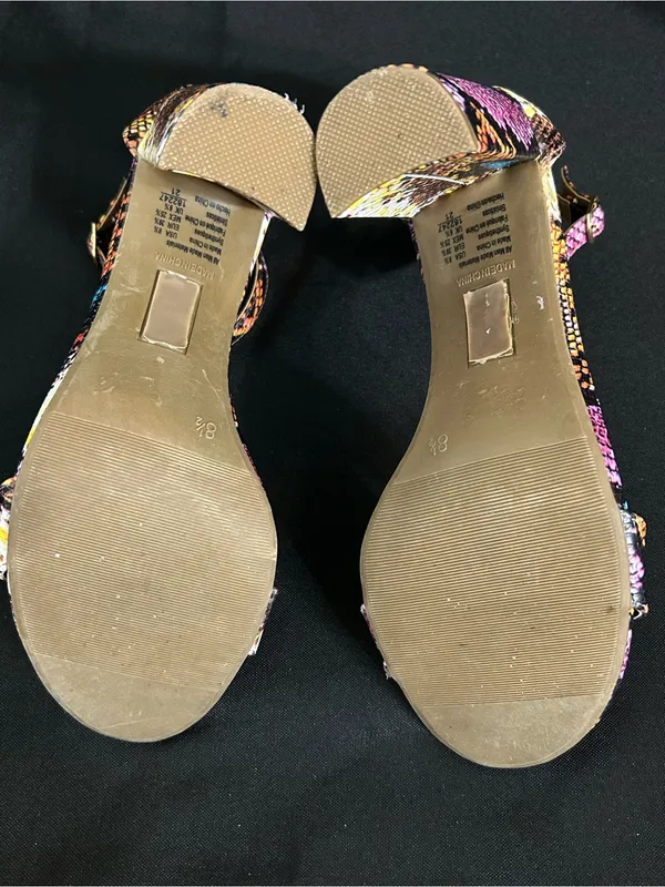 Report Multicolor Snakeskin Ankle-Strap Block Heel Sandal Pink/Yellow/Blue 8.5 - Image 10