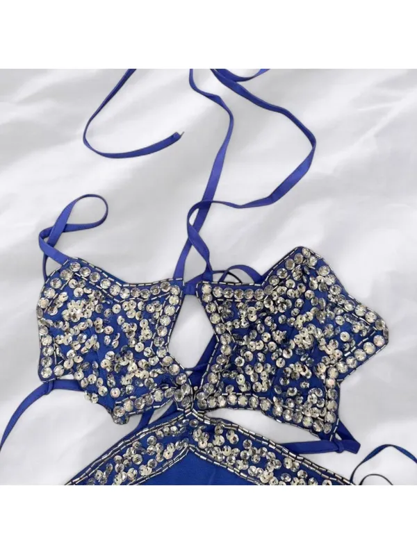 Starlet Embellished Cutout Mini Dress Blue NWT Size US 2 - Image 4