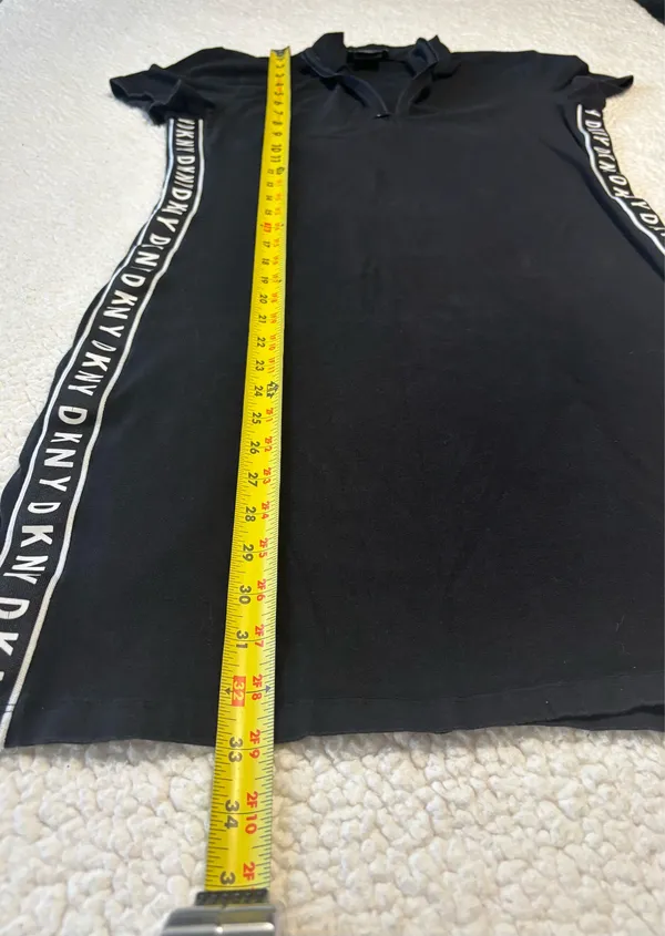 DKNY Sport Black Logo Tape Quarter Zip Mini Dress Short Sleeve Sporty Bodycon S - Image 4