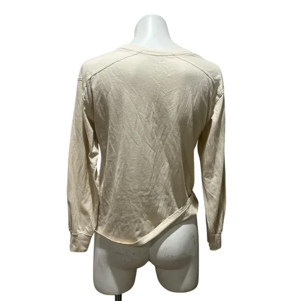 Hurley T-Shirt Womens Size XS Beige Beach Life Graphic Long Sleeve Crew - Image 2