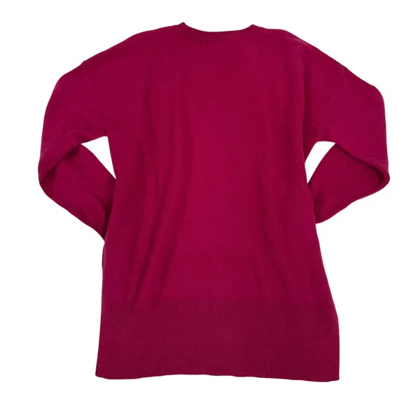 Tahari Womens Magenta Pink 100% 2-Ply Cashmere Crewneck Sweater Small High Low - Image 2