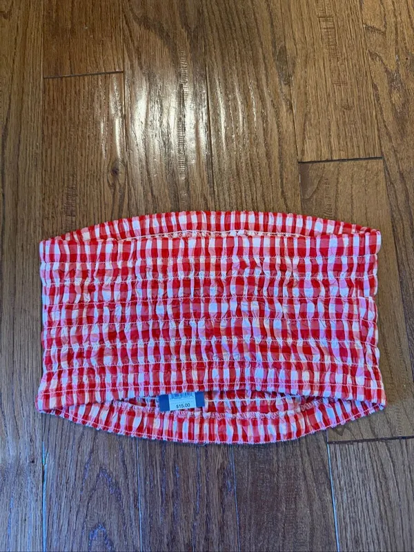 Universal Thread NWT  red gingham smocked tube top M - Image 7