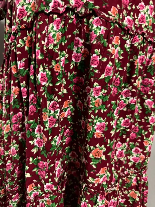 Natural Life floral red rose babydoll cottagecore mini dress medium . - Image 2