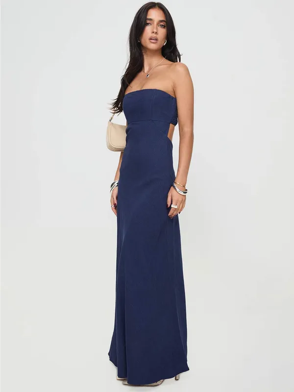 Princess Polly Yahir Strapless Maxi Dress Navy - Image 6