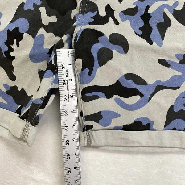 New Flamingo Shorts Womens S Carpenter Bermuda Blue‎ Camo button/zip fly - Image 6