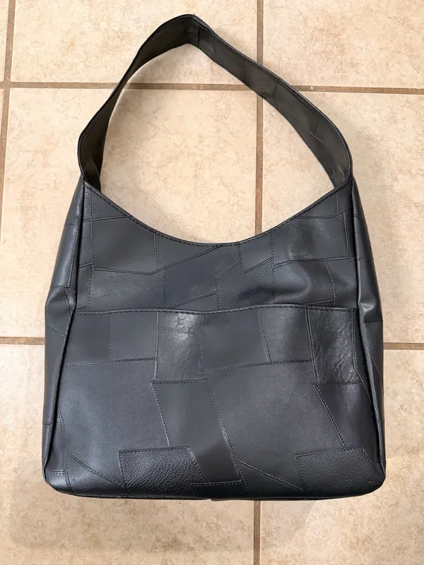 ASOS Black Patchwork Shoulder / Hobo Bag - Image 5