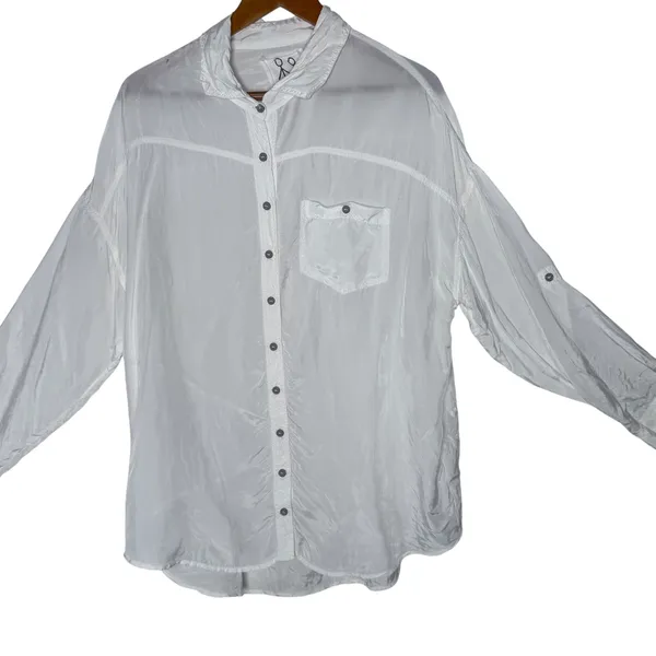 Johnny‎ Was Pete & Greta White Button Down Oversized Tunic Top Minimalist BOHO S - Image 4