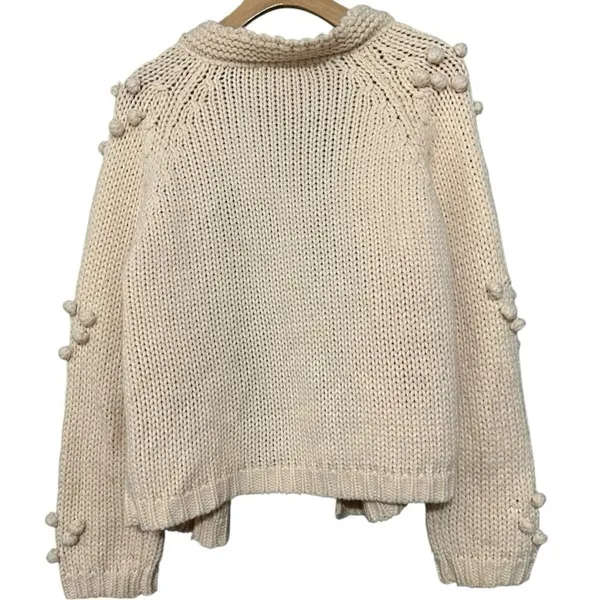 Simplee Women’s Size M Ivory Cream Berry Pattern Sweater Knit Open Cardigan - Image 6