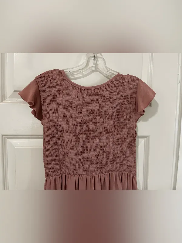 Women's Tiered Smocked Midi Dress in Dusty Pink Sz L - Image 4