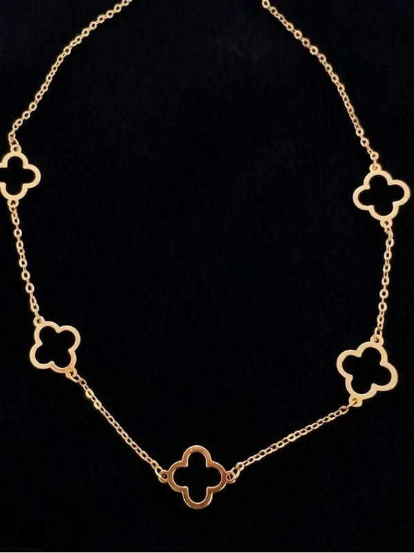 Gold Plated Clover Necklace stainless steel womens jewelry - Image 2
