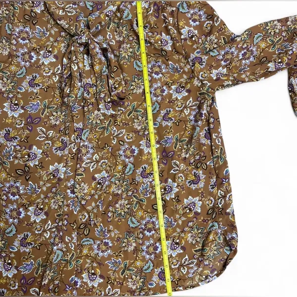 LOFT Women’s Floral Tie Neck Blouse Medium Long Sleeve Boho Cottagecore Fall Top - Image 5