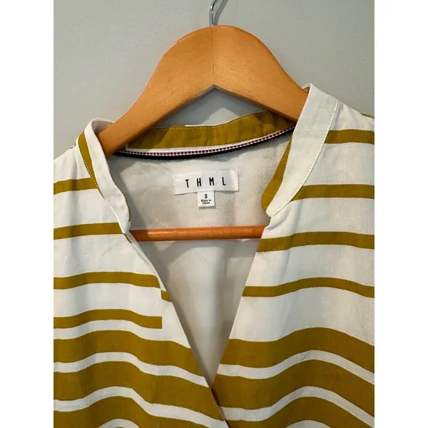 THML Dress Mustard Design Pockets Short Sleeve - Image 3