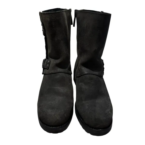 UGG Niels II Black Leather Suede Buckle Biker Boots 1095130 Womens Size 7 - Image 3