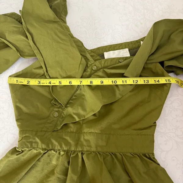 Olive Green Fit and Flare Ruffled Mini Dress - Image 12