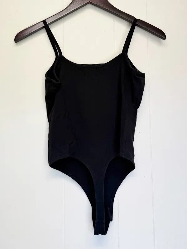 MADEWELL Black Tank Spaghetti Strap Thong Adjustable Body Suit Medium - Image 6