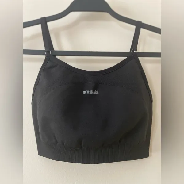 GYMSHARK Flex Strappy Sports Bra in Black/Charcoal Size XS - Image 3