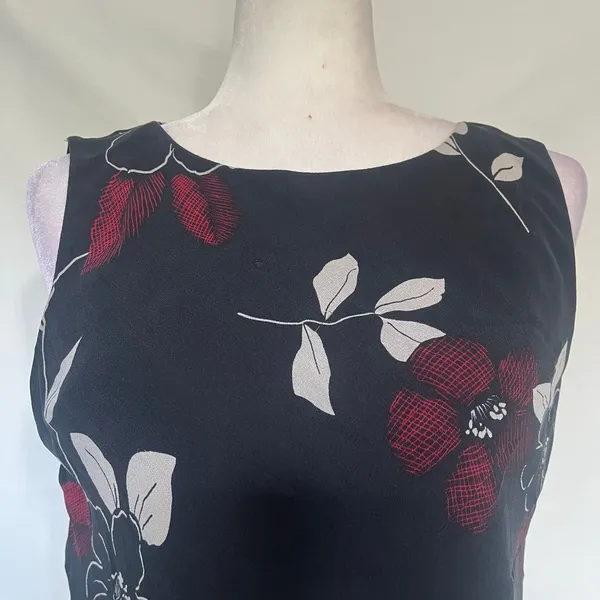 Vtg Y2K Maggy London 100% Silk Dress Sz 12 Asymmetric Maxi Goth Romantic Sheer - Image 3