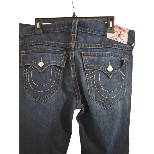 True Religion Jeans Mens 36 Dark Wash 100% Cotton Y2K Streetwear Casual - Image 4