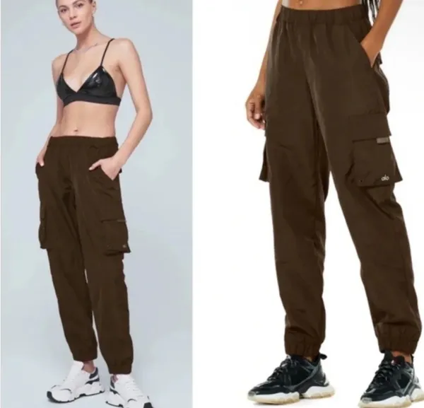Alo Yoga Dark Brown It Girl Cargo Utility Athletic Jogger Pants Size M - Image 2