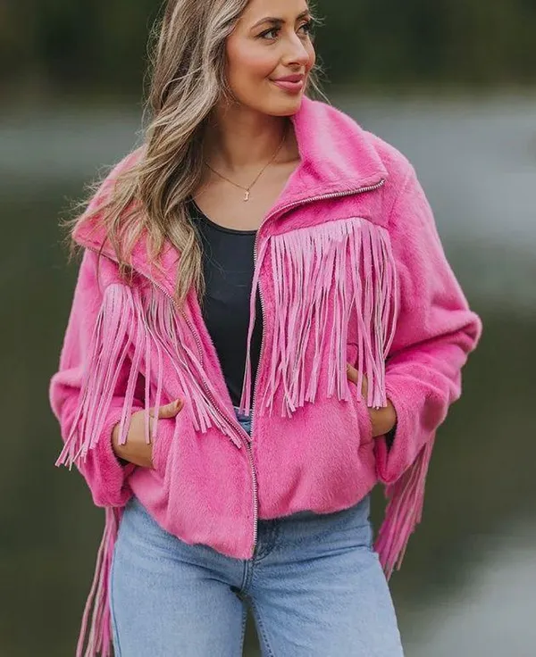 BuddyLove Pink Fringe Jacket - Image 2