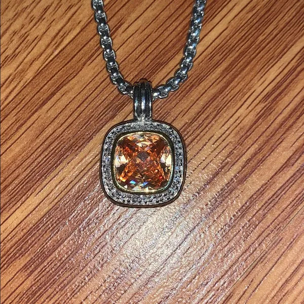Citrine rhinestone necklace & earring set - Image 2
